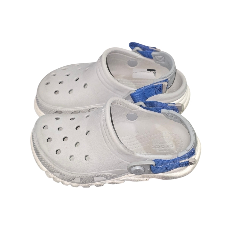 CROCS Kids Duet Max Clogs Gray and Blue Shoes Size 11C Unisex